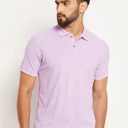 OGEN Geometric Printed Polo Collar Casual T-shirt-image-95