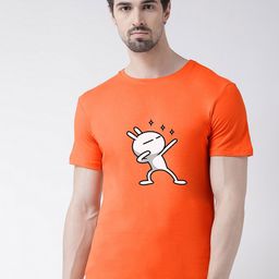 Friskers Men Orange Printed  Half Sleeve T-shirt-image-88