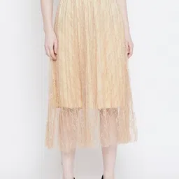 Camey Women Cream-Coloured Midi A-Line Skirt-image-56