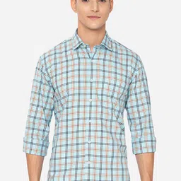 JADE BLUE Men Blue Slim Fit Tartan Checked Casual Shirt-picture-47