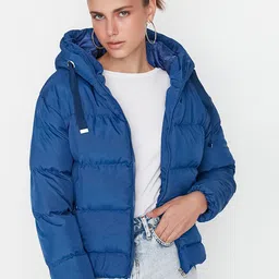 Trendyol Women Blue Padded Jacket-image-14