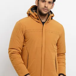Status Quo Men Mustard Quilted Hooded Jacket-image-20