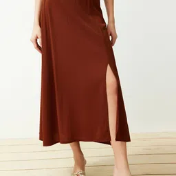 Trendyol Front Slit A-Line Midi Skirts-picture-1