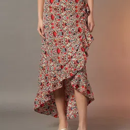 BAESD Women Floral Printed Wrap Midi Skirt-image-90