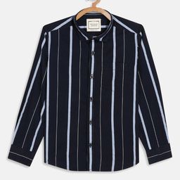 Octave Boys Navy Blue Striped Casual Shirt-picture-10