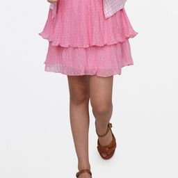 AND Girls Pink Solid Layered Skirt-25