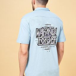 SF JEANS by Pantaloons Slim Fit Wakanda Forever Typography Printed Cotton Casual Shirt-image-38