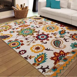 IMRA CARPET Beige & Yellow Ethnic Motifs Woollen Carpet-picture-50