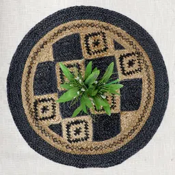 Art Avenue Checkered Black & Brown Round Jute Rug-image-66