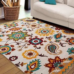 Safiya Carpet Beige & Red Floral Hand-Tufted Woollen Traditional Carpet-21