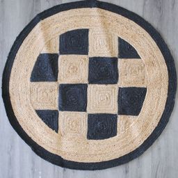 Art Avenue Check Beige & Black Braided Round Jute Rug-image-79