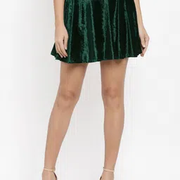 N-Gal Velvet Flared Skater Short Mini Skirt-image-81