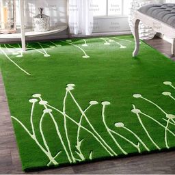 IMRA CARPET Green & White Floral Handmade Woollen Carpet-picture-19