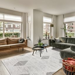 Sapana Carpet-Mats Silver Toned & Grey Geometric Printed Anti-Skid Woollen Carpet-picture-3