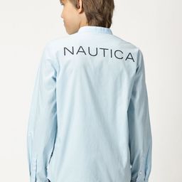 Nautica Boys Premium Mandarin Collar Pure Cotton Casual Shirt-image-85