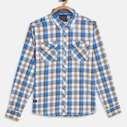 Octave Boys Blue & White Checked Casual Shirt-image-72