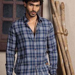 Thomas Scott Men Premium Slim Fit Tartan Checks Cotton Casual Shirt-image-63