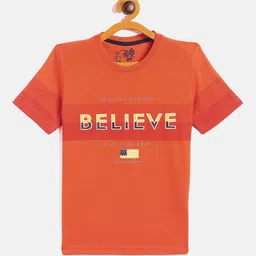 Duke Boys Orange Typography Printed Applique Slim Fit T-shirt-image-49