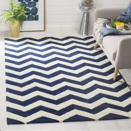 IMRA CARPET Blue Geometric Handmade Woollen Carpet-image-60