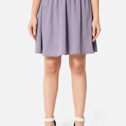 ALL WAYS YOU Solid Crepe Mini Flared Skirt-image-40