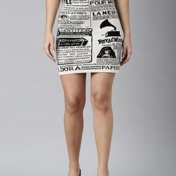 SHOWOFF Self Design Typography Pencil Mini Skirt-92