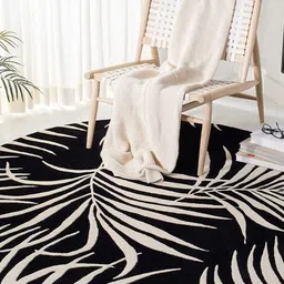 Safiya Carpet Black Floral Hand-Tufted Woollen Carpets-53