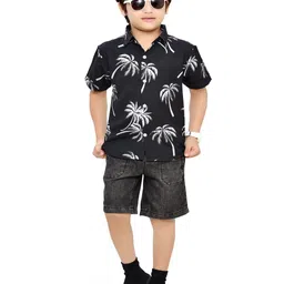 BAESD Boys Comfort Floral Printed Spread Collar Short Sleeves Casual Shirt-picture-50