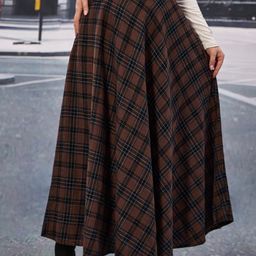 Stylecast X KPOP Checked A-Line Maxi Skirts-picture-1