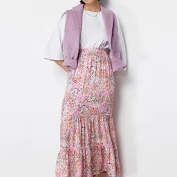 Trendyol Floral Printed Midi Peplum Skirt-image-62