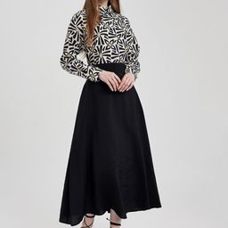 DeFacto Flared Maxi Skirt-image-9