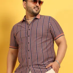 Instafab Plus Classic Fit Vertical Striped Casual Shirt-image-9