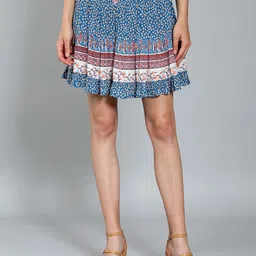 DEBONATELLA Floral Printed Mini Flayered Skirt-image-46