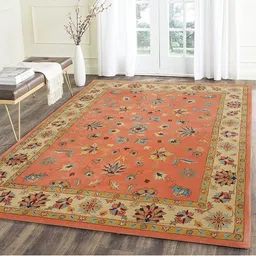 IMRA CARPET Peach-Coloured Ethnic Motifs Woollen Carpet-image-75