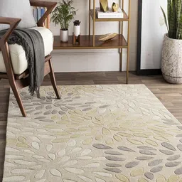 Safiya Carpet Yellow Floral Printed Hand-Tufted Woollen Carpets-image-69