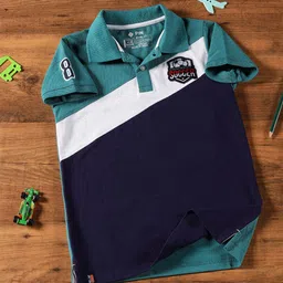 3PIN Boys Colourblocked Polo Collar Cotton T-shirt-58