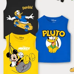 YK Disney Boys Pack of 3 Mickey Mouse Printed Sleeveless T-shirt-20