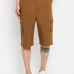 Hypernation Men Mustard Cargo Shorts-image-89
