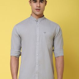 Rodamo Band Collar Slim Fit Cotton Shirt-image-82