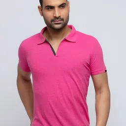 Status Quo Men Pink Polo Collar T-shirt-image-43