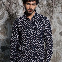 Thomas Scott Spread Collar Long Sleeve Premium Slim Fit Floral Printed Cotton Casual Shirt-picture-2
