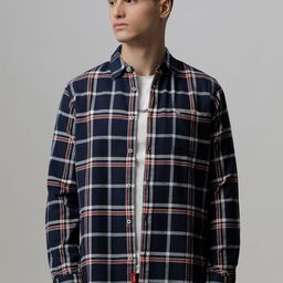 THE BEAR HOUSE Men Pure Cotton Slim Fit Tartan Checked Casual Shirt-picture-20