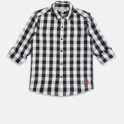 Pantaloons Junior Boys Black Gingham Checks Casual Shirt-picture-26