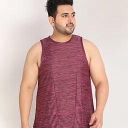 CHKOKKO Plus Men Magenta Self Design T-shirt-image-57