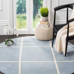 Safiya Carpet Blue & White Geometric Hand-Tufted Woollen Carpets-image-52