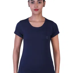 LAASA SPORTS Women Navy Blue Slim Fit Cotton Dry-Fit Training or Gym T-shirt-picture-38