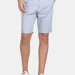 t-base Men Blue Solid Cotton Chino Shorts-image-13