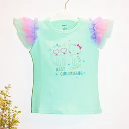 BAESD Girls Graphic Printed Flutter Sleeves Round Neck Casual Tshirt-picture-9
