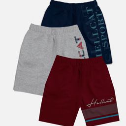 HELLCAT Boys Pack Of 3 Mid-Rise Typographic Printed Printed Cotton Shorts-picture-10