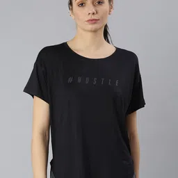 MKH Women Black Typography Printed Dri-FIT Sports T-shirt-image-121