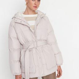 Trendyol Women Grey Solid Hooded Puffer Jacket-image-33